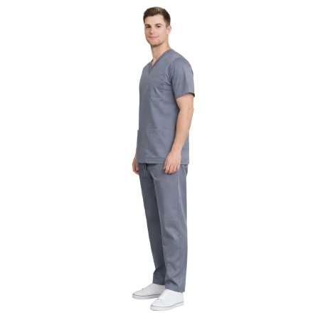 Komplet medyczny elastyczny męski szary roz. 3XL – komplet medyczny – strój medyczny - inne ujęcie Komplet medyczny elastyczny męski szary roz. 3XL – komplet medyczny – strój medyczny - inne ujęcie